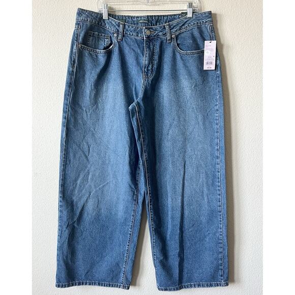 Y2K Baggy Low Rise Denim Jeans 14/R Wide Leg 90s Blue - Picture 2 of 8